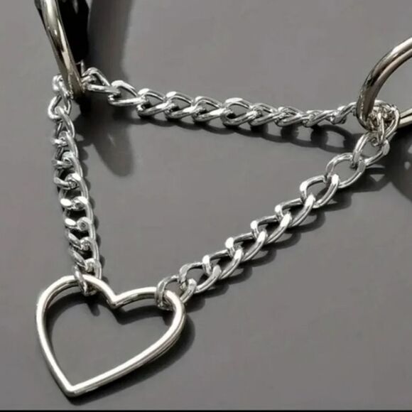 Chain Choker Collar, Heart Shaped Choker Necklace, S Choker, Gothic Chain Choker - Picture 6 of 12